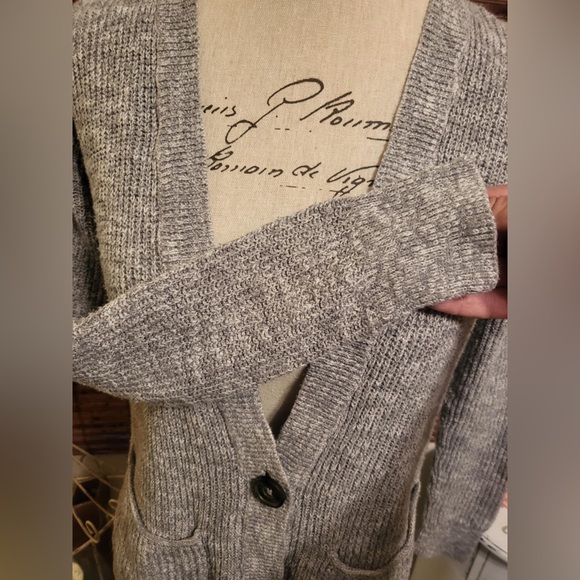Gray Women's Cardigan Sweater - Picture 4 of 5